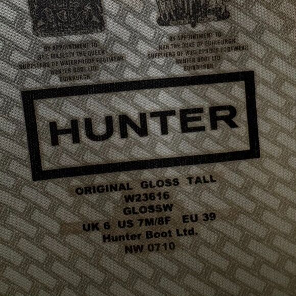 Hunter Tall Gloss Black Rain Boots, Size 7, Work Boots Equestrian Farm Chore - Picture 9 of 9